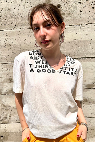 1990’s Margiela AIDS Benefit T Shirt Black Lettering Selected by Nomad Vintage