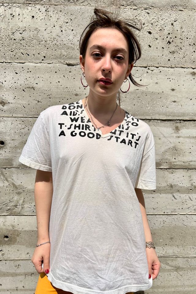 1990’s Margiela AIDS Benefit T Shirt Black Lettering Selected by Nomad Vintage #1
