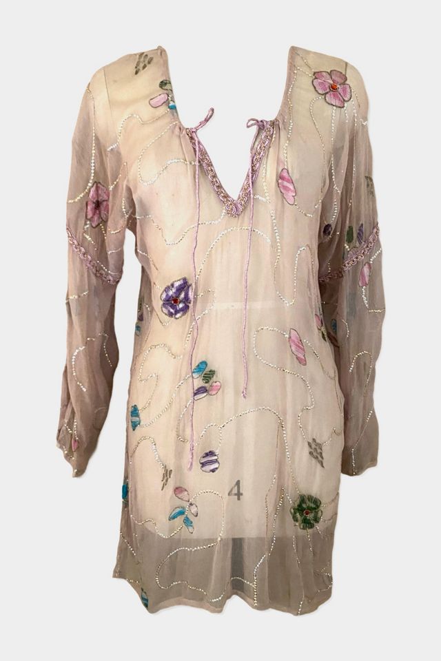 Y2K Juliet Dunn London Chiffon Embroidered Blouse Selected By Ritual Vintage #1