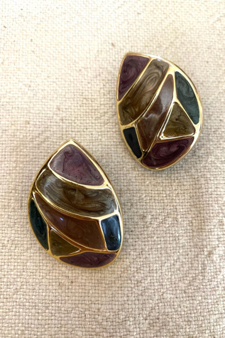 1980s Post Modern Enamel Teardrop Earrings Selected By Ritual Vintage