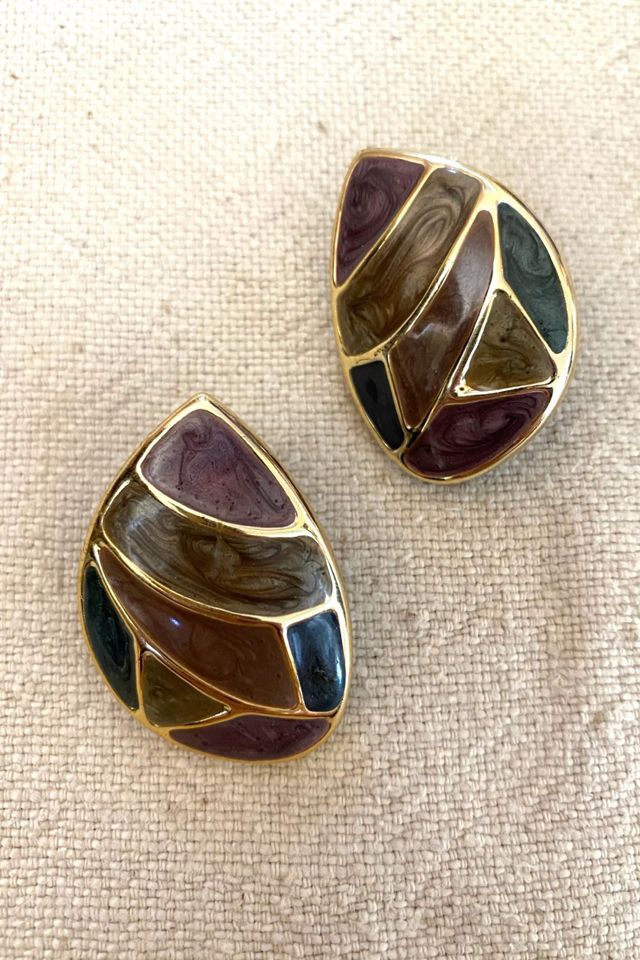 1980s Post Modern Enamel Teardrop Earrings Selected By Ritual Vintage #2