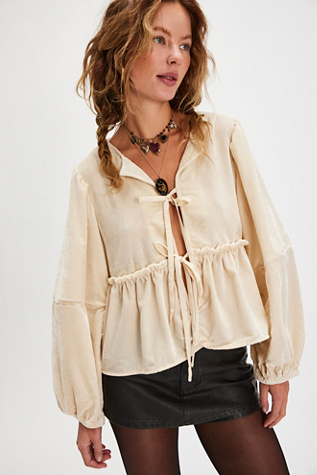 Brunch Babe Velvet Blouse At Free People In French Oak, Size: XL