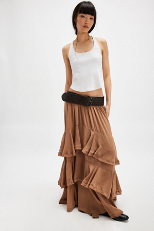 Clementine Maxi Skirt at Free People in Tobacco Brown, Size: Small