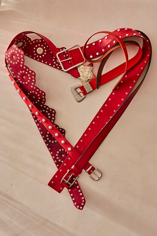 Rhodes Stud Belt by Free People in Red, Size: S-M/P-M