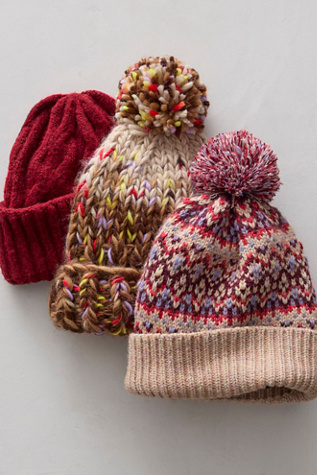 Tide Knit Pom Beanie At Free People In Mocha