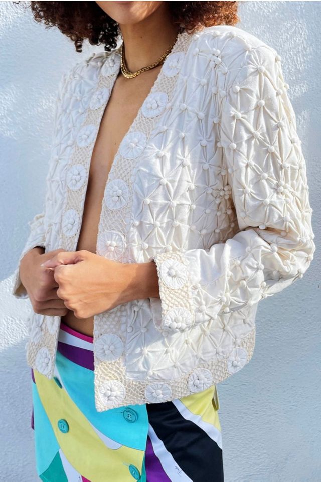 1970s Silk Crochet Open Jacket Selected by Madly Vintage #2