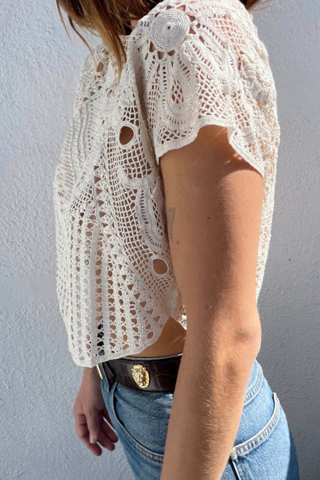 1970s Crochet Lace Cropped Blouse Selected by Madly Vintage #2
