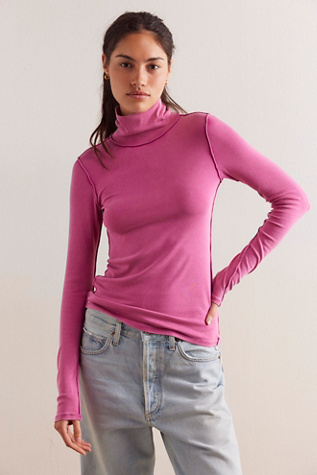 We The Free Good Good Turtleneck Top at Free People in Very Berry, Size: Medium