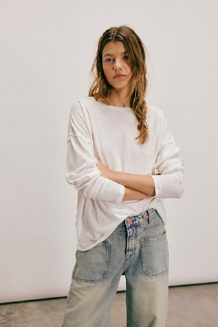 We The Free Nina Long-Sleeve Tee en Ivory, pour femme chez Free People