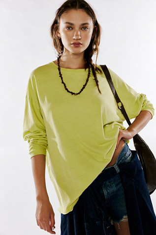 We The Free Nina Long-Sleeve Tee at Free People in Apple Green, Size: XL