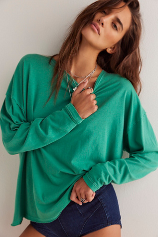 We The Free Nina Long-Sleeve Tee at Free People in Verdis, Size: XL