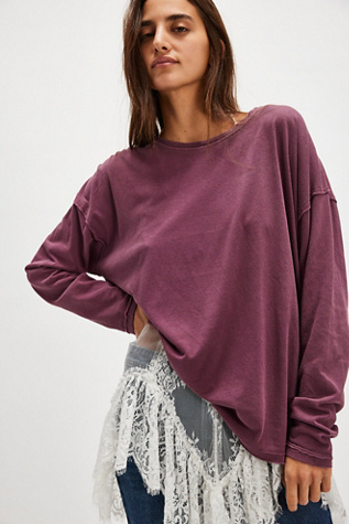 We The Free Nina Long-Sleeve Tee At Free People In Maroon, Size: XS