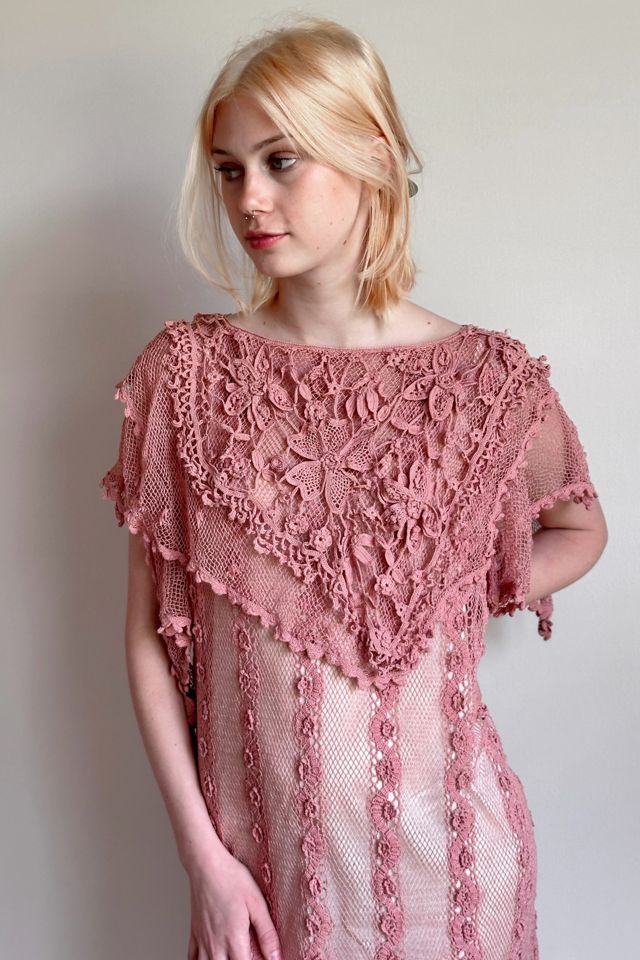 Vintage 1930's Layered Crochet Mauve Midi Dress Selected By Afterlife Boutique #1