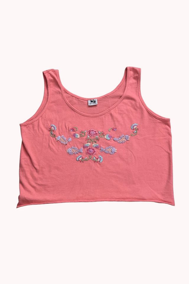 Vintage 1980's Embroidered Cropped Tank Top Selected By Afterlife Boutique #2