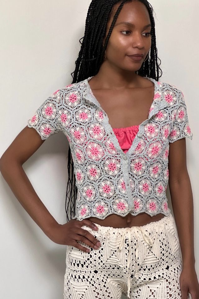 Vintage 1950's Crochet Short Sleeve Top Selected By Afterlife Boutique #1