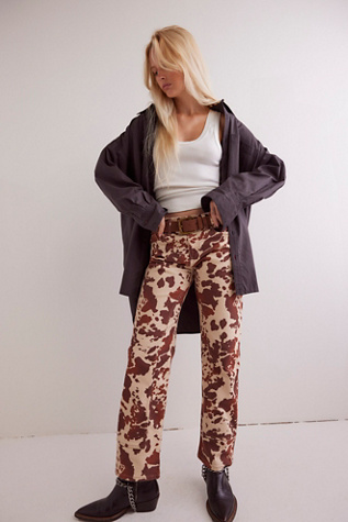 We The Free Risk Taker Mid-Rise Printed Jeans At Free People In Tea Combo, Size: 33