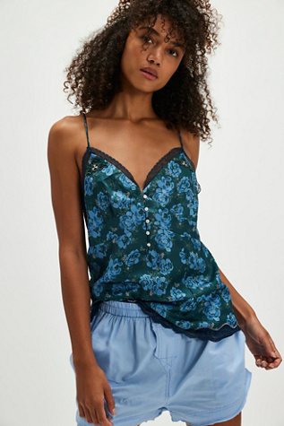 Night Special Cami by Intimately at Free People in Emerald Combo, Size: Medium