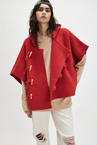 Toggle Poncho Jacket at Free People in Red