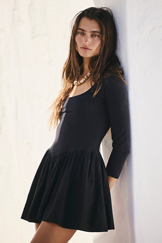 Onda Drop-Waist Long-Sleeve Mini by free-est at Free People in Black, Size: XS