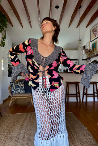 Ruffle Patterned Blouse Selected by Kikos Kloset