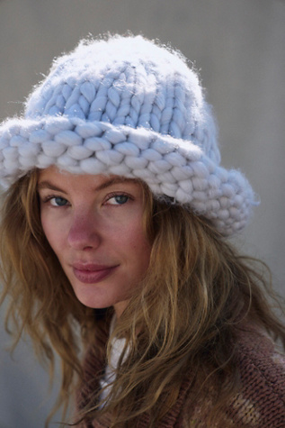 Woven Chunky Knit Beanie At Free People In Sky