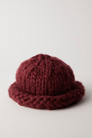 Woven Chunky Knit Beanie at Free People in Burgundy