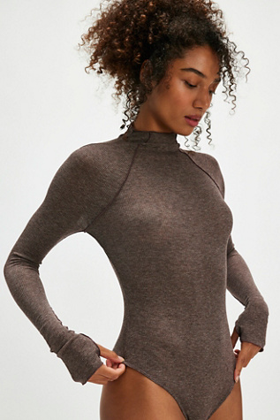 Big Love Rib Bodysuit by Intimately at Free People in Heather Coco, Size: XS