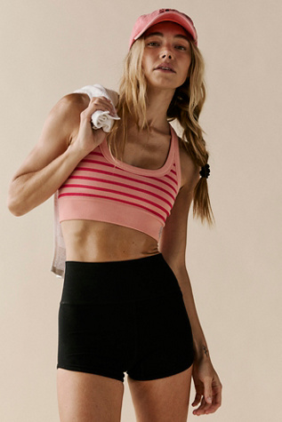 Go To Striped Sports Bra by FP Movement at Free People, Pastel Peach Combo, XS/S