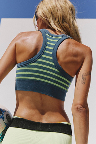 Go To Striped Sports Bra by FP Movement at Free People, Celestial Blue Combo, XS/S
