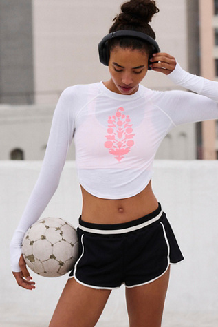 Tempo On Repeat Long-Sleeve Logo Layer Top by FP Movement at Free People, White/Just Peachy Logo, XS
