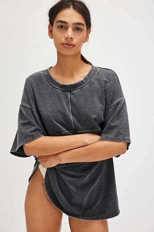 Don't Wait Up Sleep Tee by Intimately at Free People in Washed Black, Size: Small