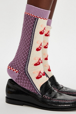 Forest And Friends Nordic Socks by Hansel From Basel at Free People in Cherry Bright