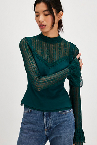 Mina Long-Sleeve Top at Free People in Rainforest, Size: XL