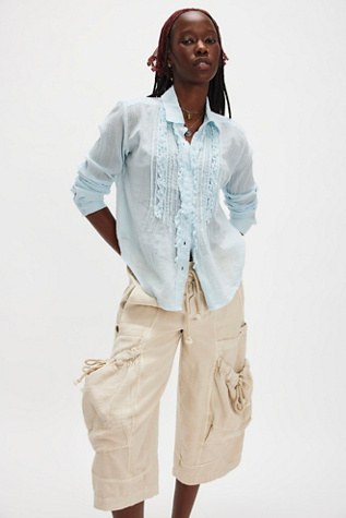 Drew Tuxedo Shirt by Free People in Blue, Size: M