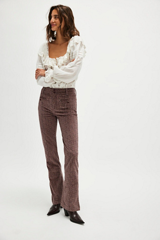 City Line Slim Trousers at Free People in Chocolate Combo, Size: US 14