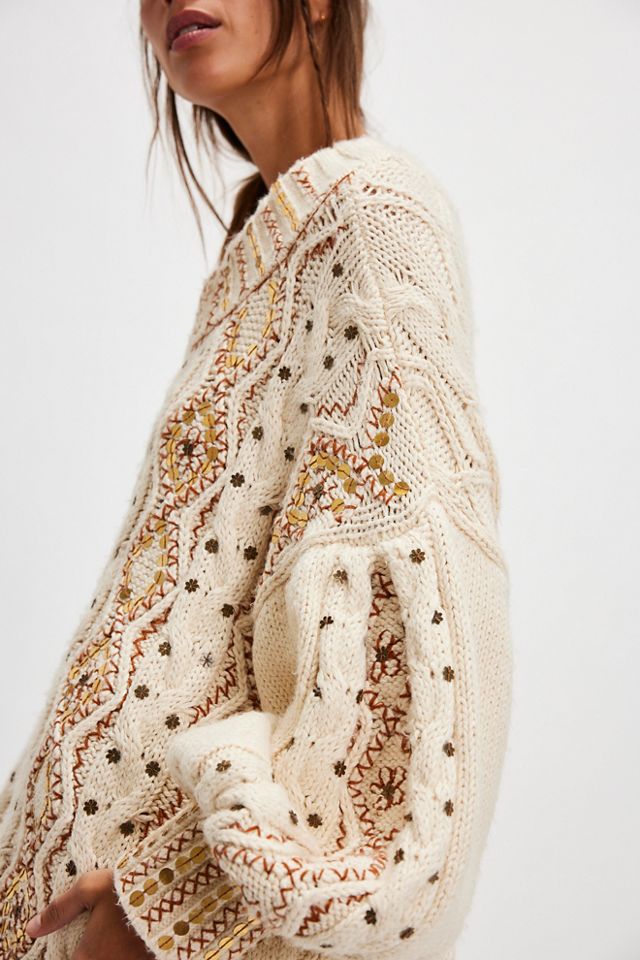 Gilded Cable Embellished Sweater #3