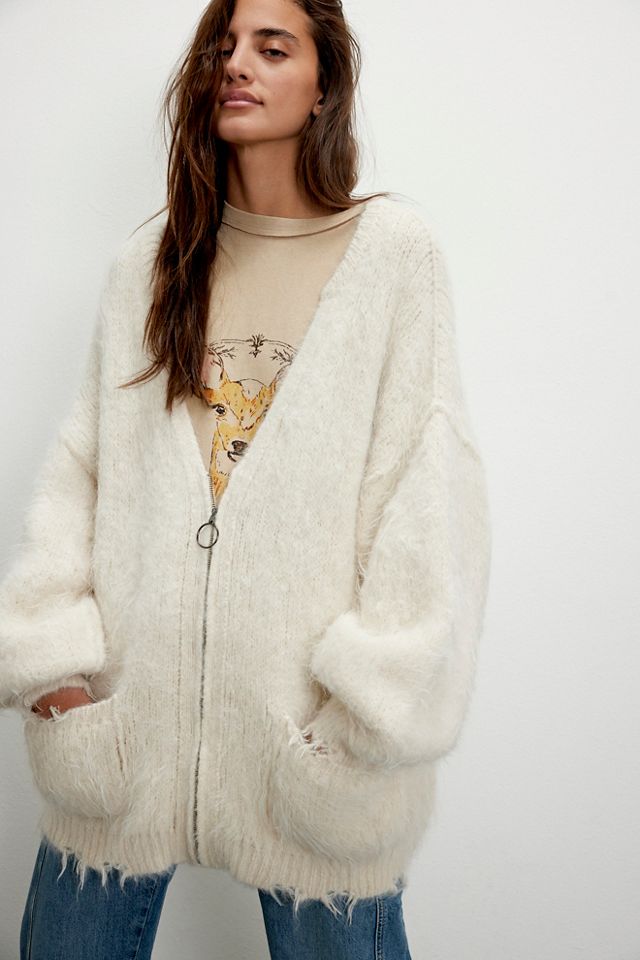 Store NWT FREE PEOPLE/We The Free Irresistible TEDDY Cardigan Jacket, Small/Cream NWT