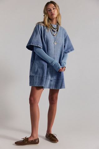 Женское платье Free People Harlow Mini, цвет: Океанский синий — фото 3