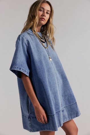 Harlow Mini Dress by Free People in Light Wash, Size: XS