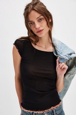 Double Take Mesh Tee by Intimately at Free People in Black Combo, Size: XS