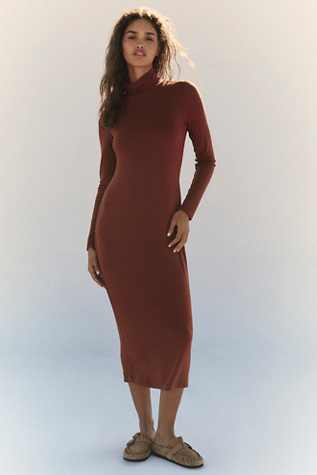 Good Feels Mockneck Midi By free-est At Free People In Brownstone, Size: XS