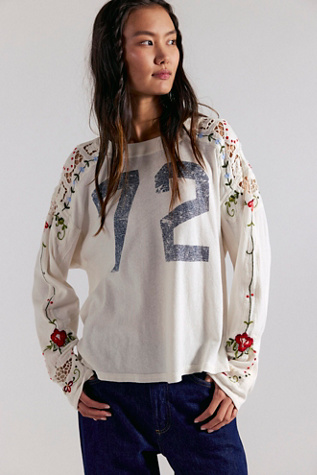 We The Free Lilith Scoop Neck Jersey T-Shirt at Free People in White, Size: XL - Scoop Neck