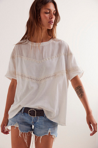 We The Free Dorothy Tee at Free People in Ivory, Size: Medium