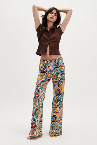 Wrangler High-Rise Printed Flare Jeans At Free People In Latigo Print, Size: 28