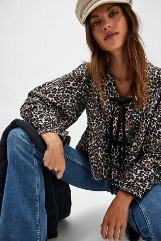 Brunch Babe Printed Blouse at Free People in Leopard Combo, Size: XS