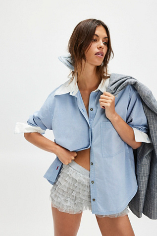 We The Free Tommy Oxford Shirt at Free People in Blue, Size: XS