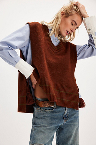 All Star Stripe Poncho Jacket At Free People In Chocolate