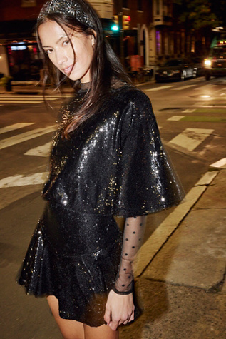 Manuka Sequin Mini Dress At Free People In Black, Size: Small