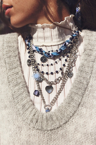 Wayward Extreme Layer Necklace at Free People in Silver/Blue