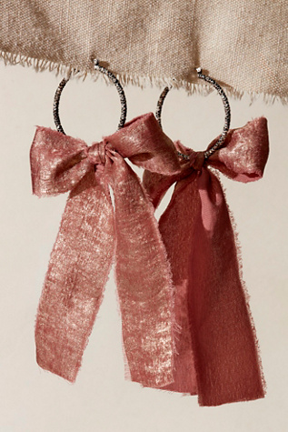 Perfect Bow Hoops At Free People In Silver/Mauve